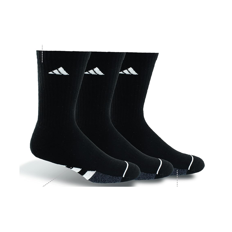 Adidas Men's Cushioned 1/4 Sock 3 Pack (BLK)